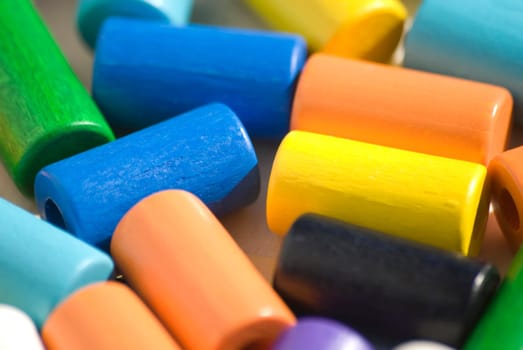 Colorful wooden game pieces