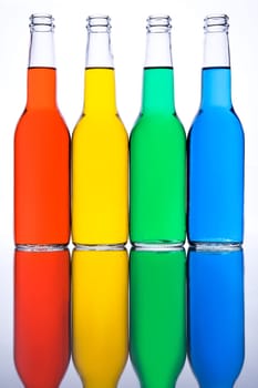 bottles red yellow green blue