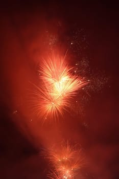 nice fireworks on dark sky