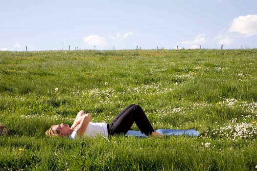 Woman doing abdominal exercises