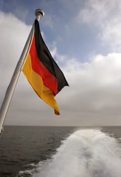 German flag on ship