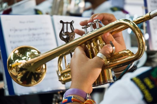 Musician playing the trumpet