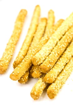 Pretzel sticks with sesame seeds
