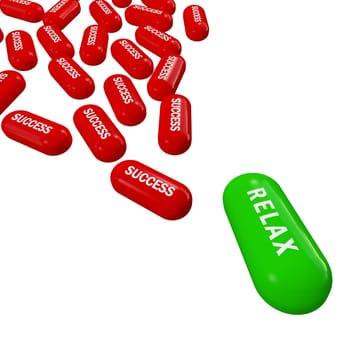 pills of succes on white background