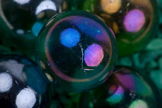 Glass marbles close-up
