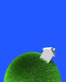white house on sphere of grass