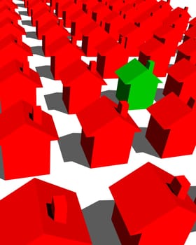 green house with red houses