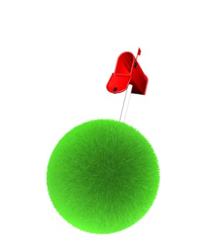 mailbox on sphere of grass