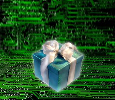 Gift box on circuit board