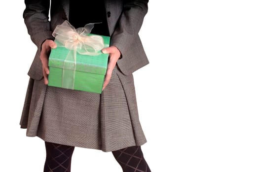 Woman holding gift box