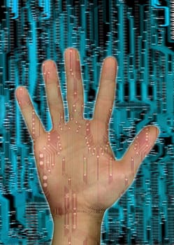 hand and circuit board