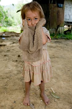 Hmong girl with dirty cloth,Laos