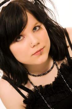 pierced girl of gothic style