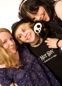 three happy young girls