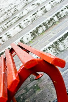 Red Seat And White Stairs