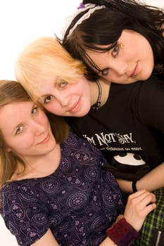 three happy young girls