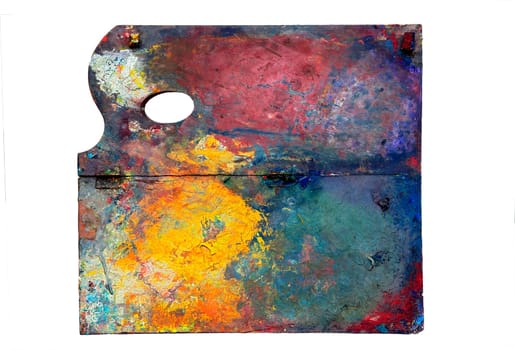 artistic palette with dry paints