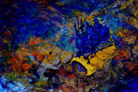 dry oil paint on the old palette - craft