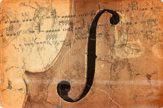 grunge music background with old fiddle