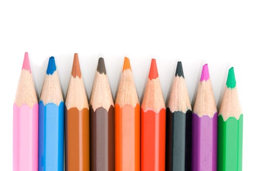 Colored pencils lined up
