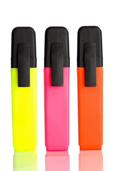 Three vertical fluorescent markers