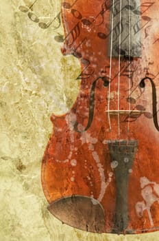 grunge music background with old fiddle