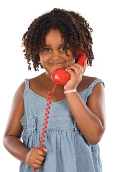 Pretty girl with red phone