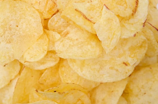 A pile of potato chips