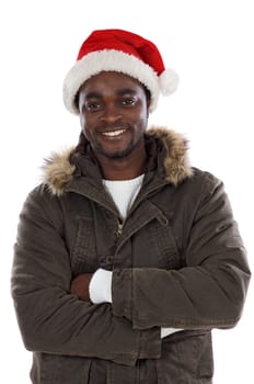 African boy with Santa Claus hat
