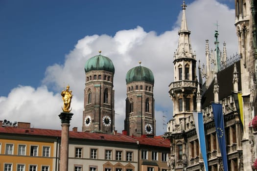 Munich with Marienplatz and Frauenkirche
