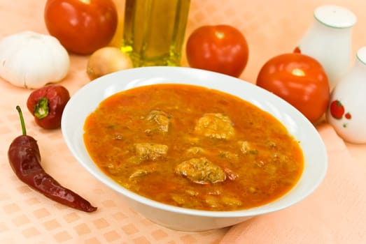 Goulash soup with meat