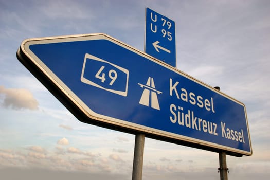 Motorway sign in the direction of Kassel