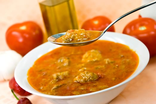 Goulash soup with meat