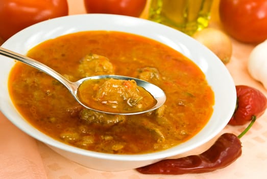 Goulash soup with meat