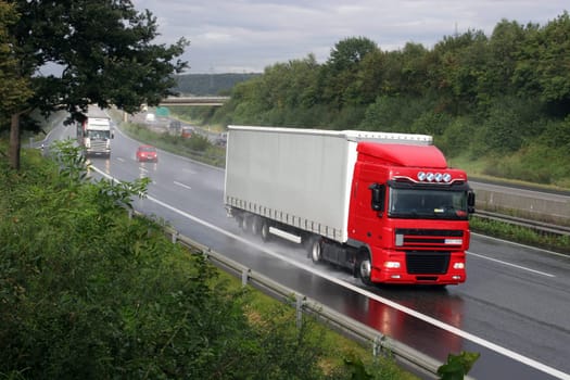 Truck on three-lane motorway near Kassel
