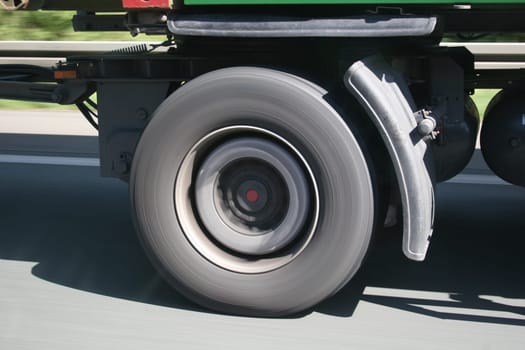 Truck tires in motion