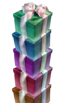 colorful gift boxes over white backgroun