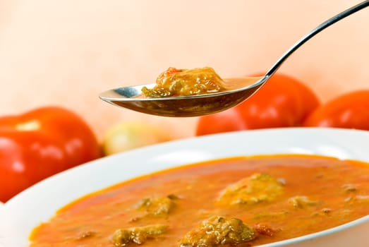 Goulash soup with meat