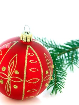 Christmas still life with red ball