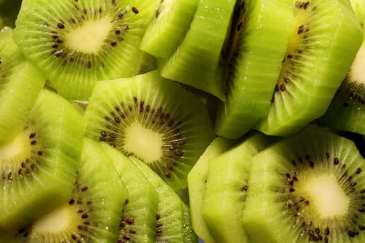 close up shot of cut kiwi slices