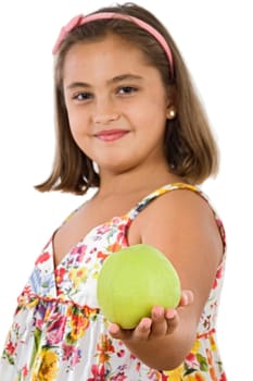 Adorable girl with apple