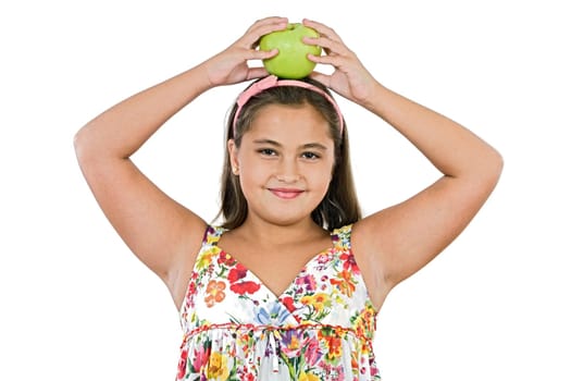 Adorable girl with apple