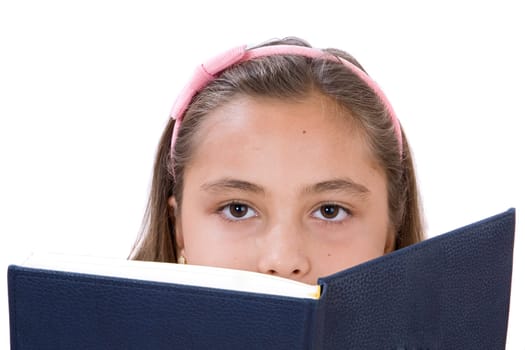Adorable girl studying