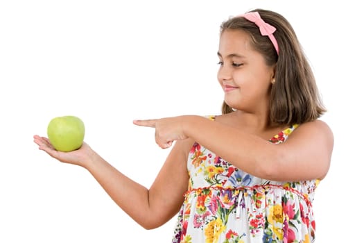 Adorable girl with apple