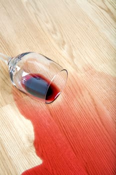 wine spilled on floor
