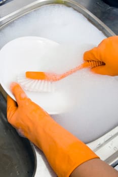 washing dishes