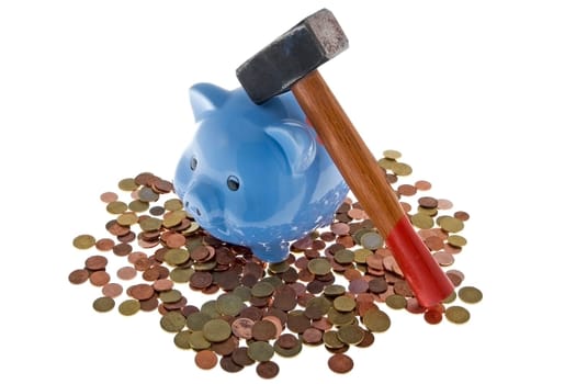 Hammer smashes piggy bank