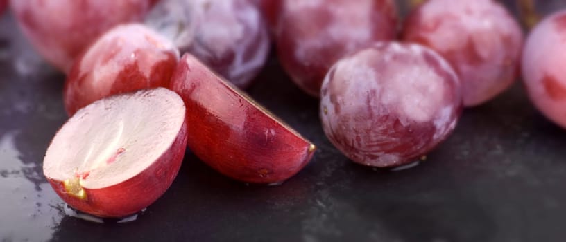 Grapes on slate slab