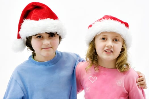 Children with Santa hats