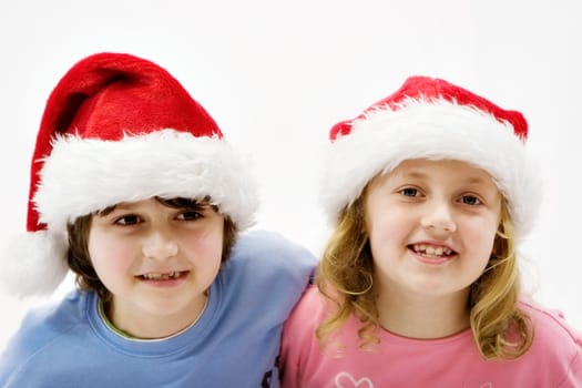 Children with Santa hats